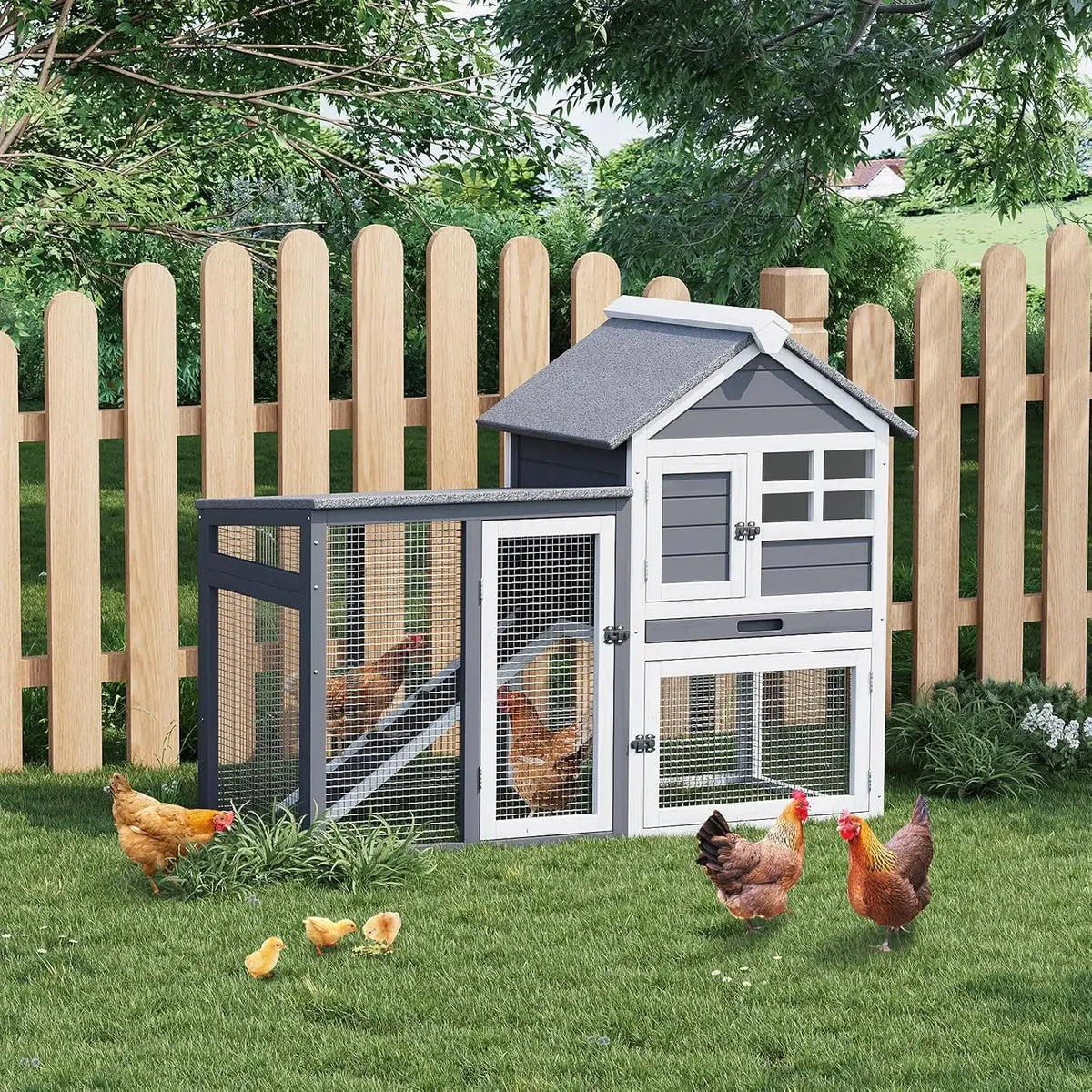 Garvee Wooden Two Story Small Animal Hutch With Waterproof Roof