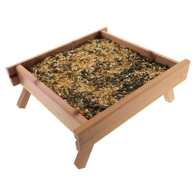 Premium Cedar Wild Bird Ground Feeder With Secure Legs