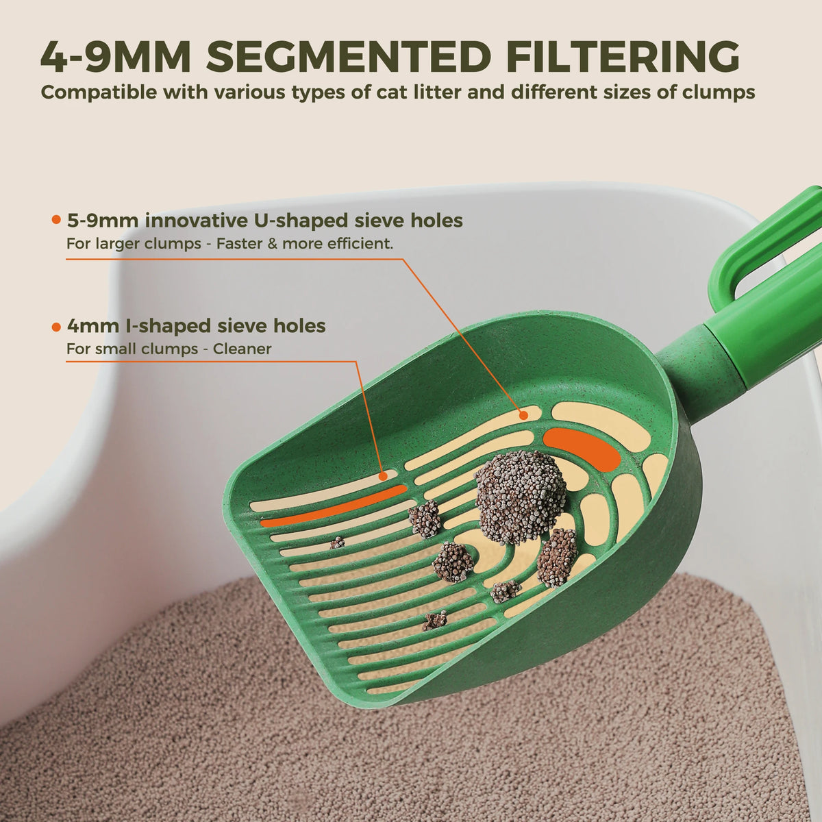 Cactus Cat Litter Scooper With Stand And Two Replacement Shovels