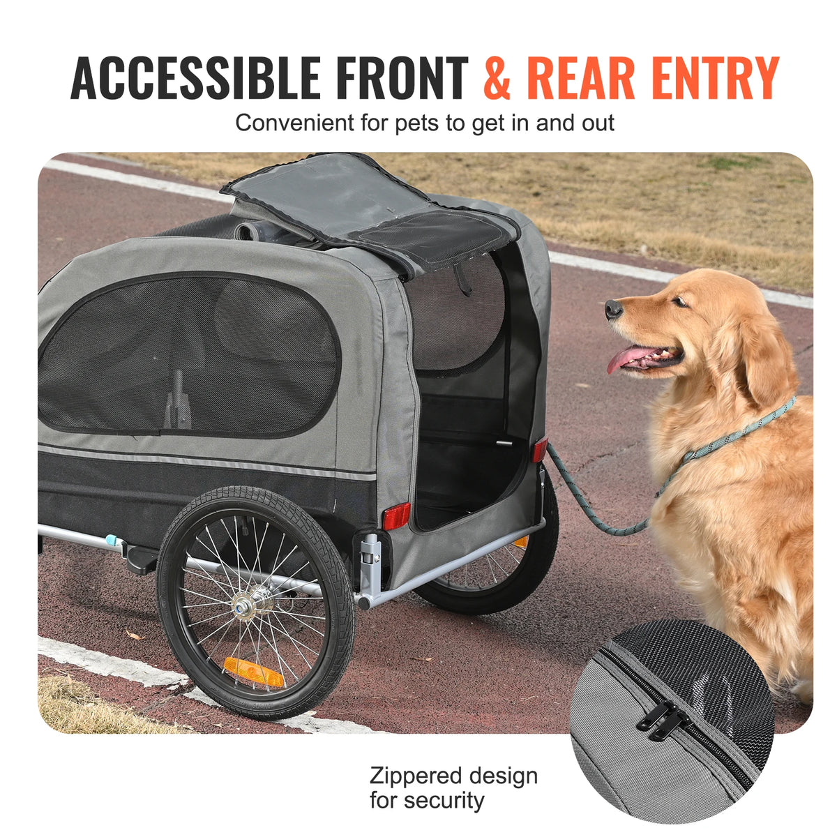 Durable Collapsible Dog Bike Trailer And Pet Cart Carrier