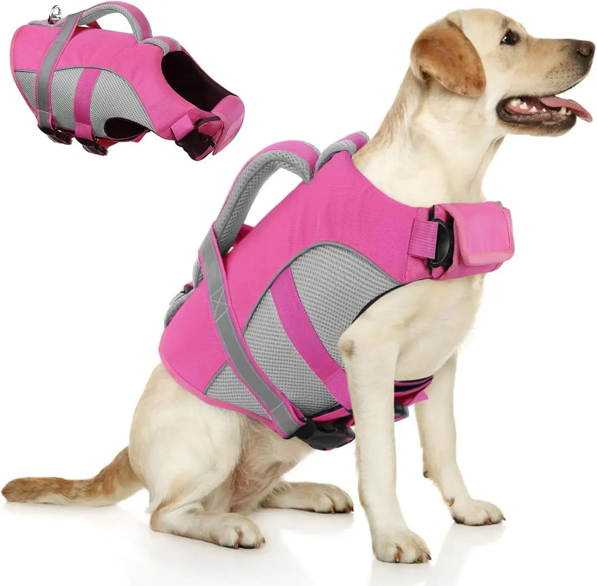 Durable Mesh Dog Life Vest With Reflective Strips And Handle