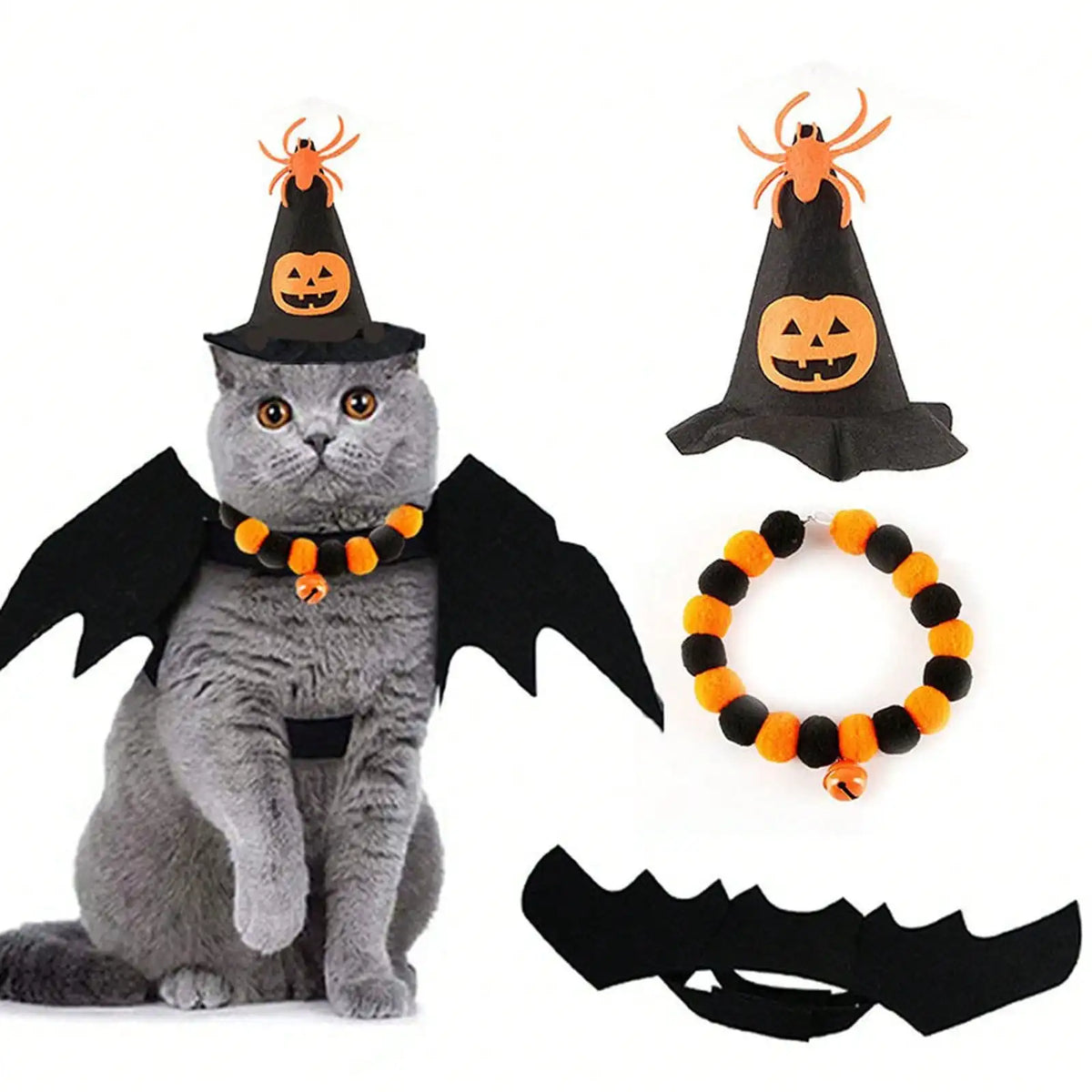 Halloween Pet Costume And Accessory Set For Cats And Dogs