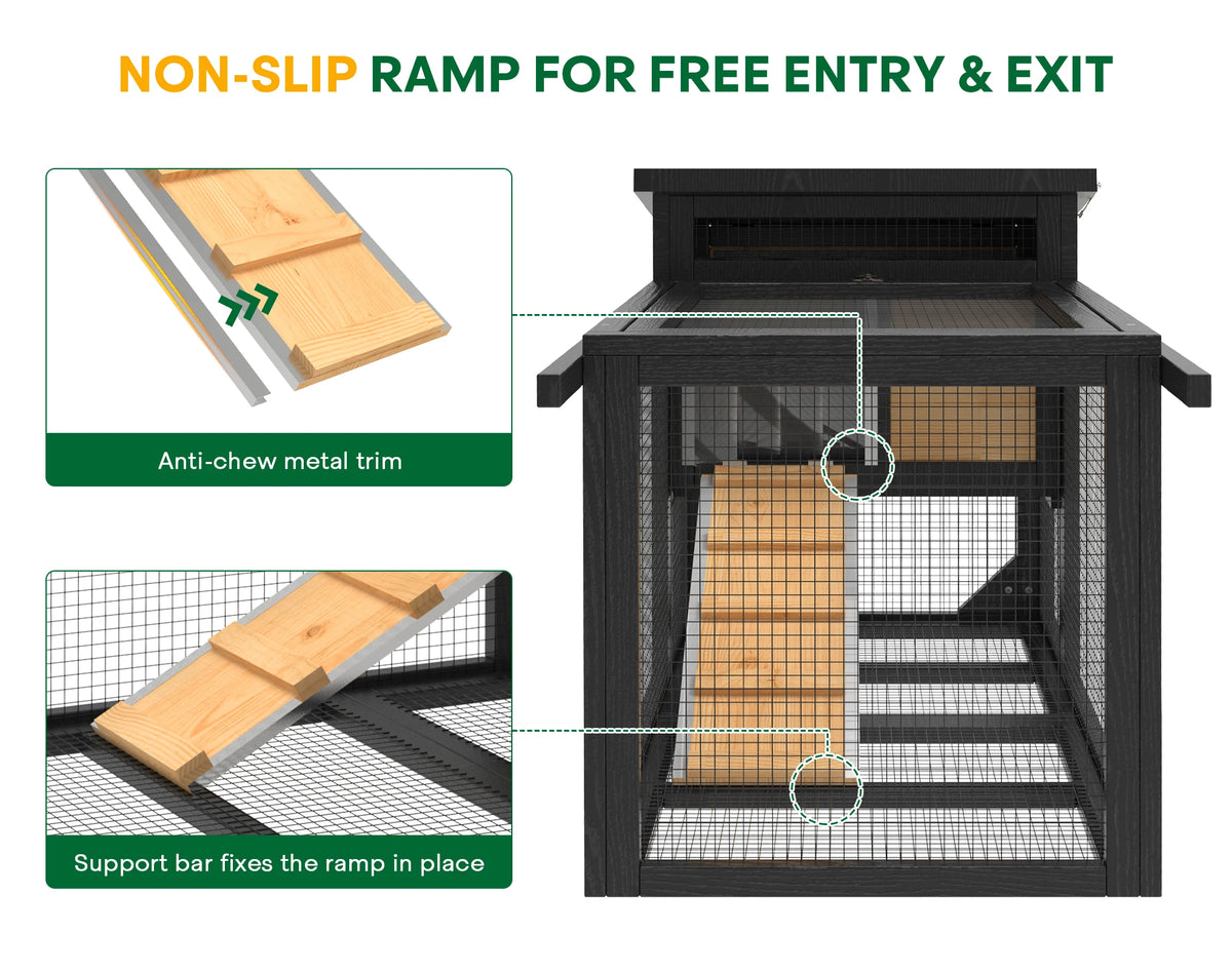 Outdoor Wooden Rabbit Hutch With Pull Out Tray And Wheels