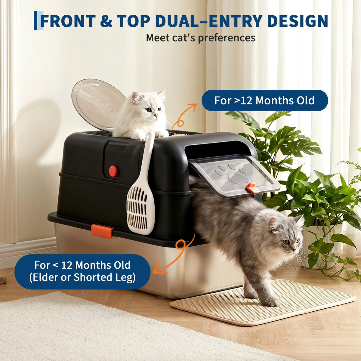 Studyset Stainless Steel Enclosed Cat Litter Box With Lid Scoop