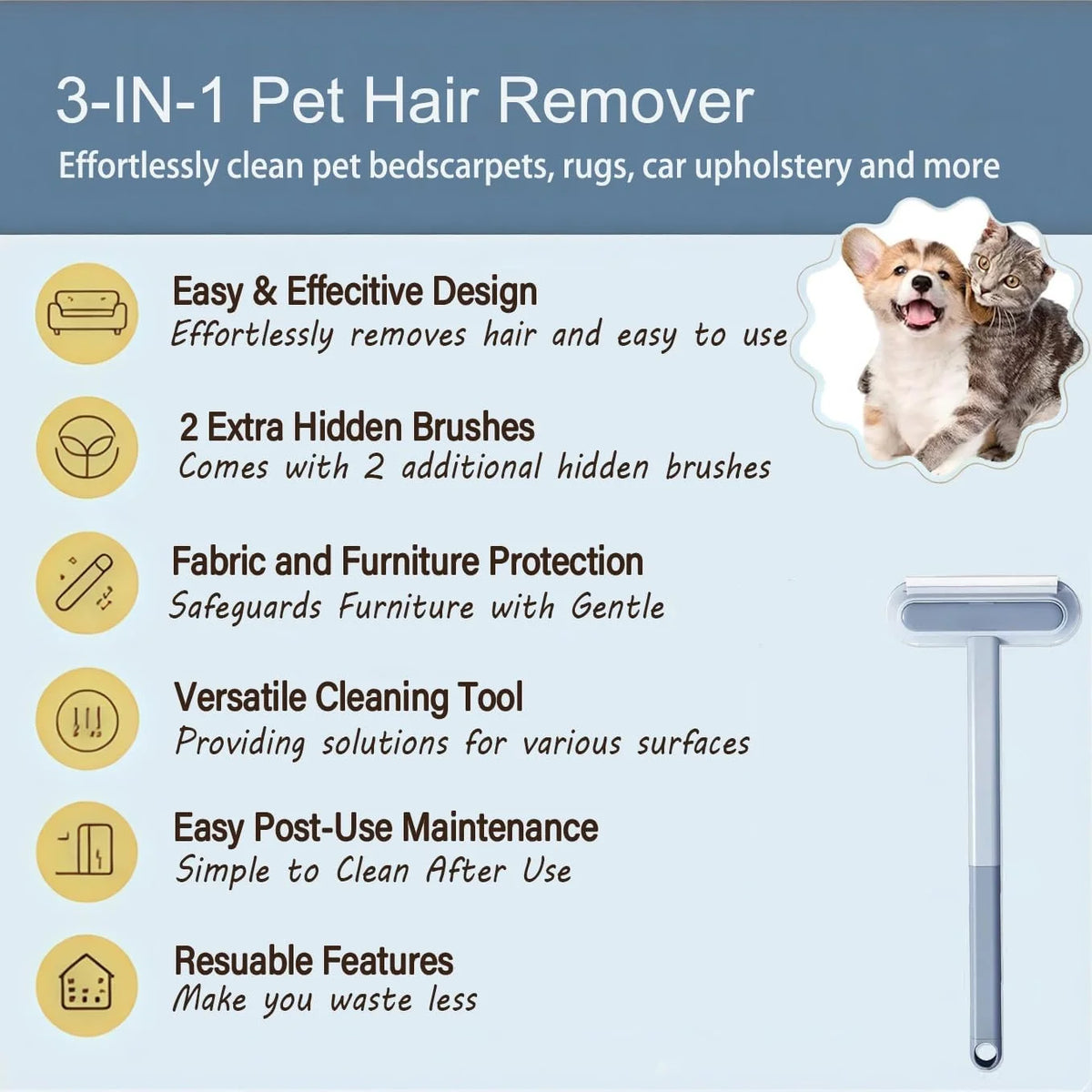 Professional Pet Hair Removal Tool For Furniture And Carpet