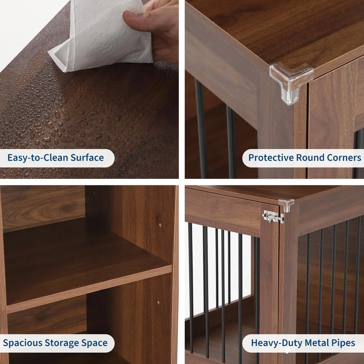 Compact Wooden Dog Crate Furniture With Side Table Design