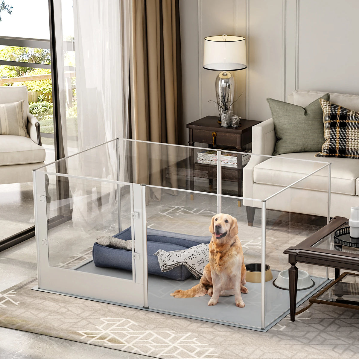 BINGOPAW Acrylic Dog Playpen Fence And Kennel Crate