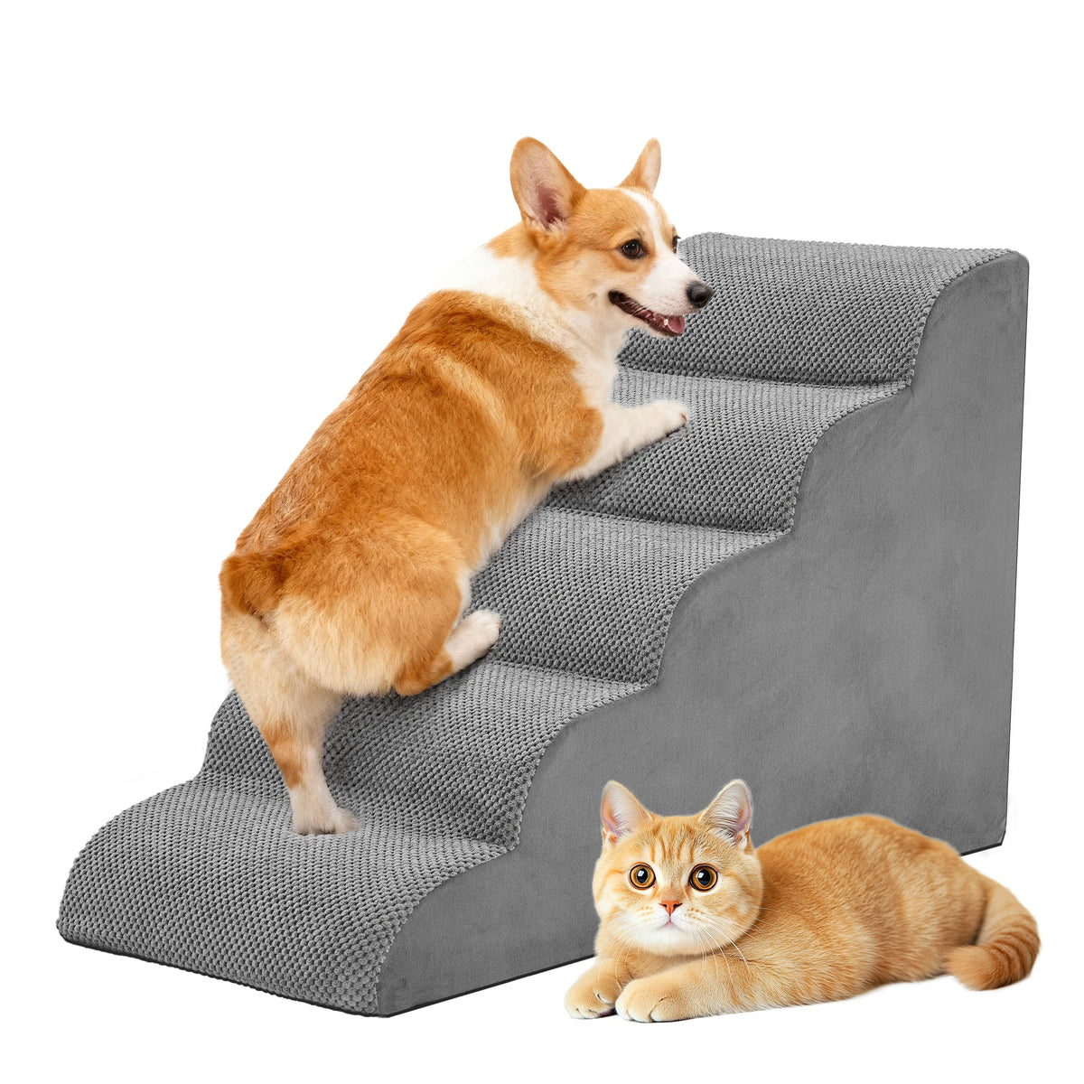 Curved Foam Dog Stairs Ramp Non Slip Indoor Pet Ladder