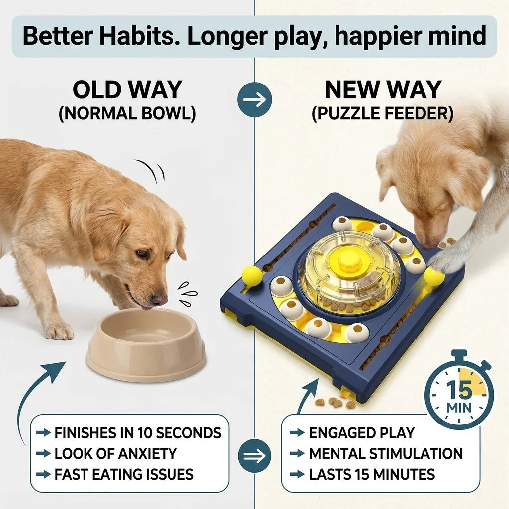 Durable Turntable Dog Puzzle Toy With Interactive Treat Dispenser