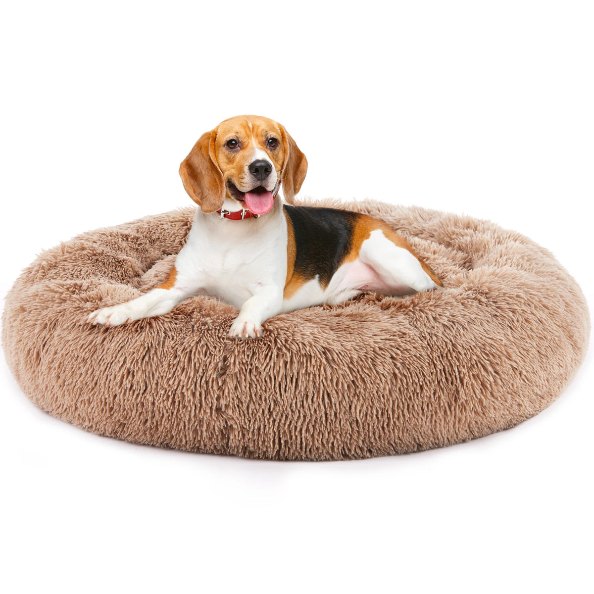 JHK Washable Round Dog Bed Featuring Soft Coral Fleece Surface