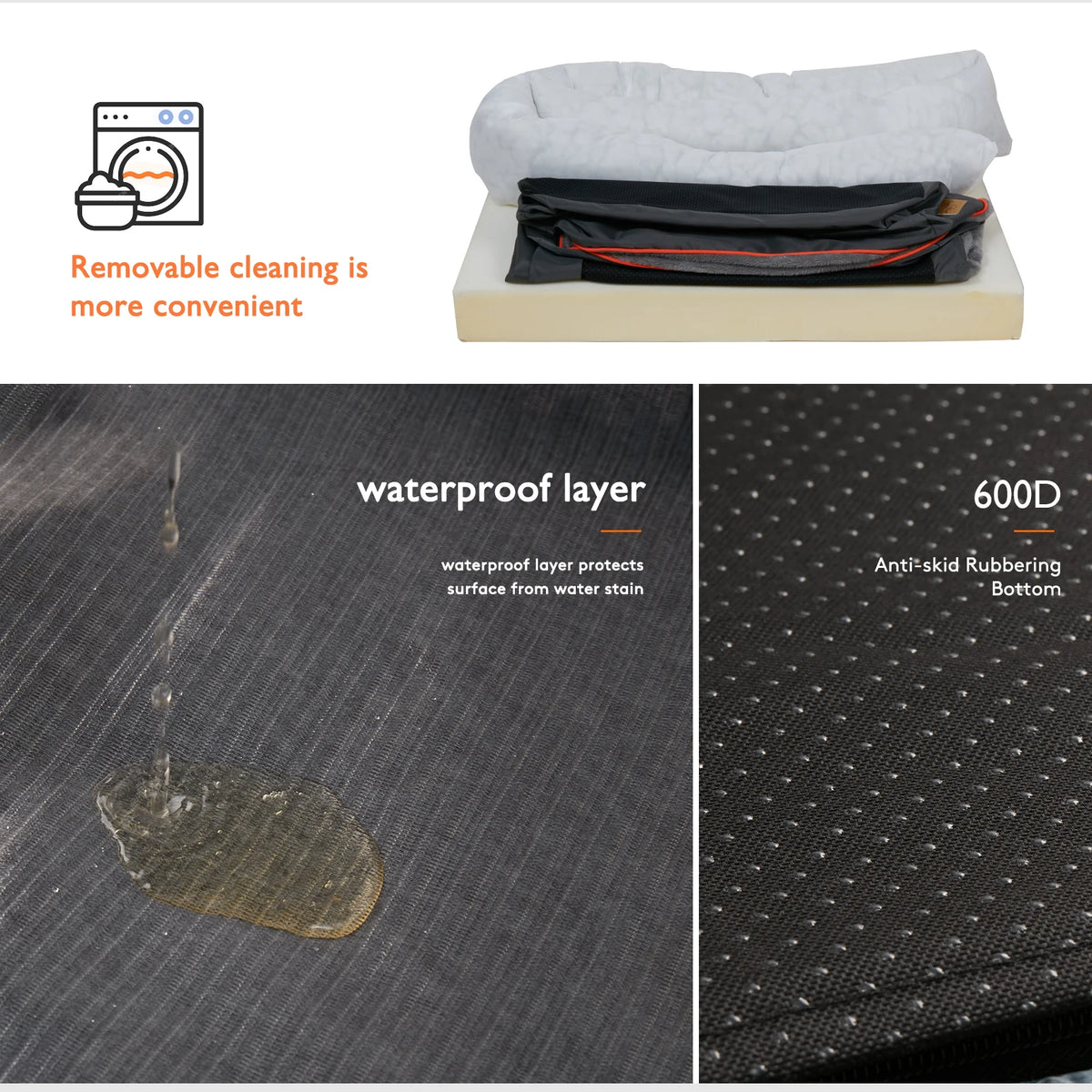 Bingopaw Waterproof Dog Bed Featuring Removable Fleece Cover And Comfort