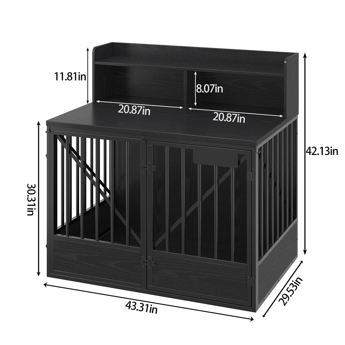 Multifunctional Wooden Pet Crate With Dual Storage Compartments