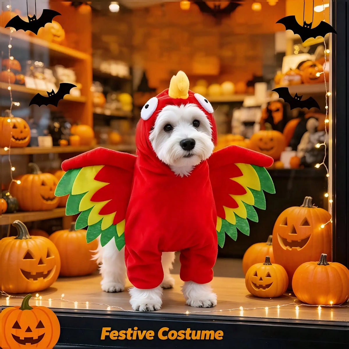Halloween Pet Turkey Standing Costume With 3D Wings