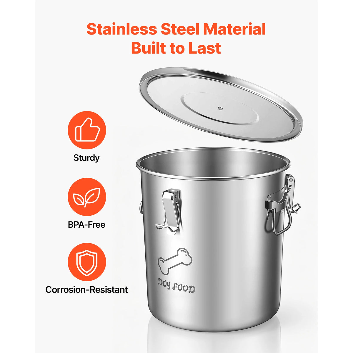 Stainless Steel Airtight Dog Food Storage Container With Dual Handles