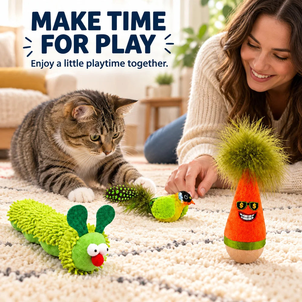 Zoe Interactive Wobble Cat Toy With Soft Chirping Bird