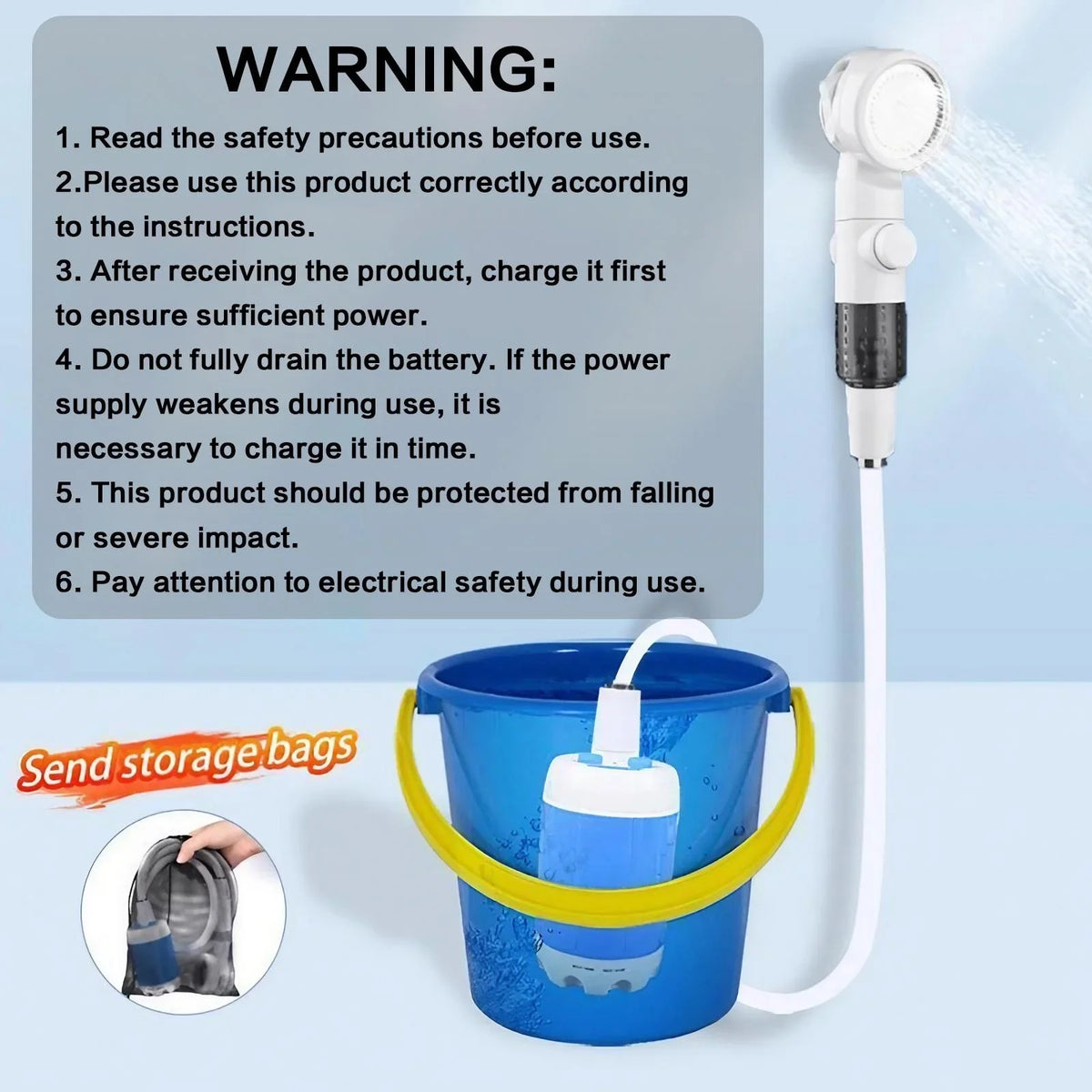 Rechargeable Portable Pet Shower Pump Hose For Home Outdoor Cleaning