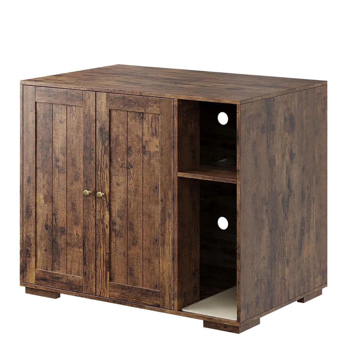 HiMISS Wooden Cat Litter Enclosure With Power Outlet And Collector