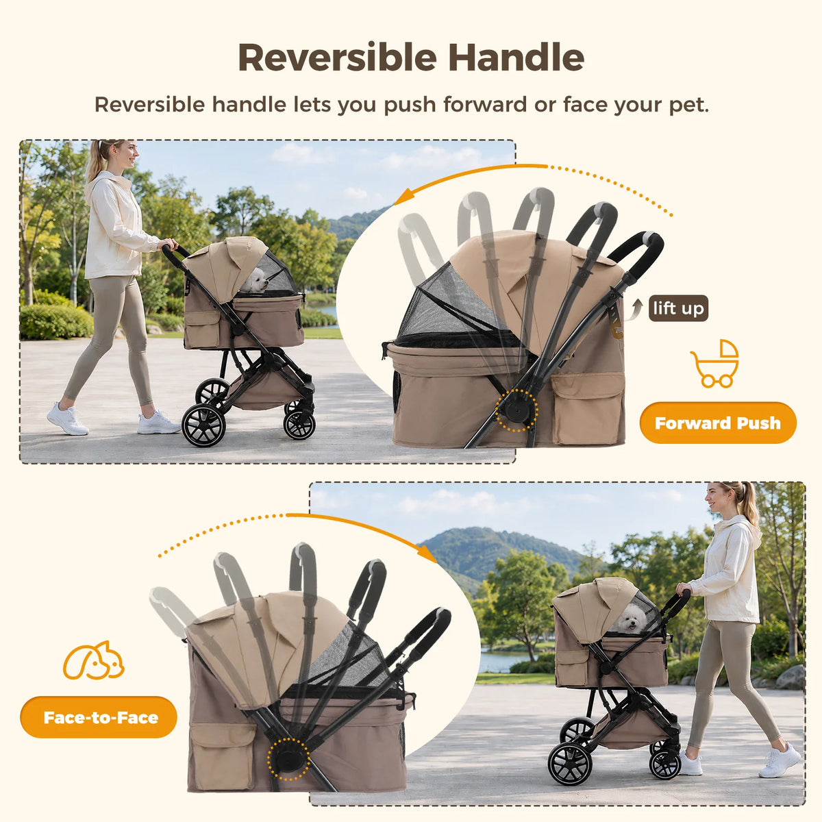 PAWZ Road Foldable Pet Stroller For Small Medium Dogs Cats