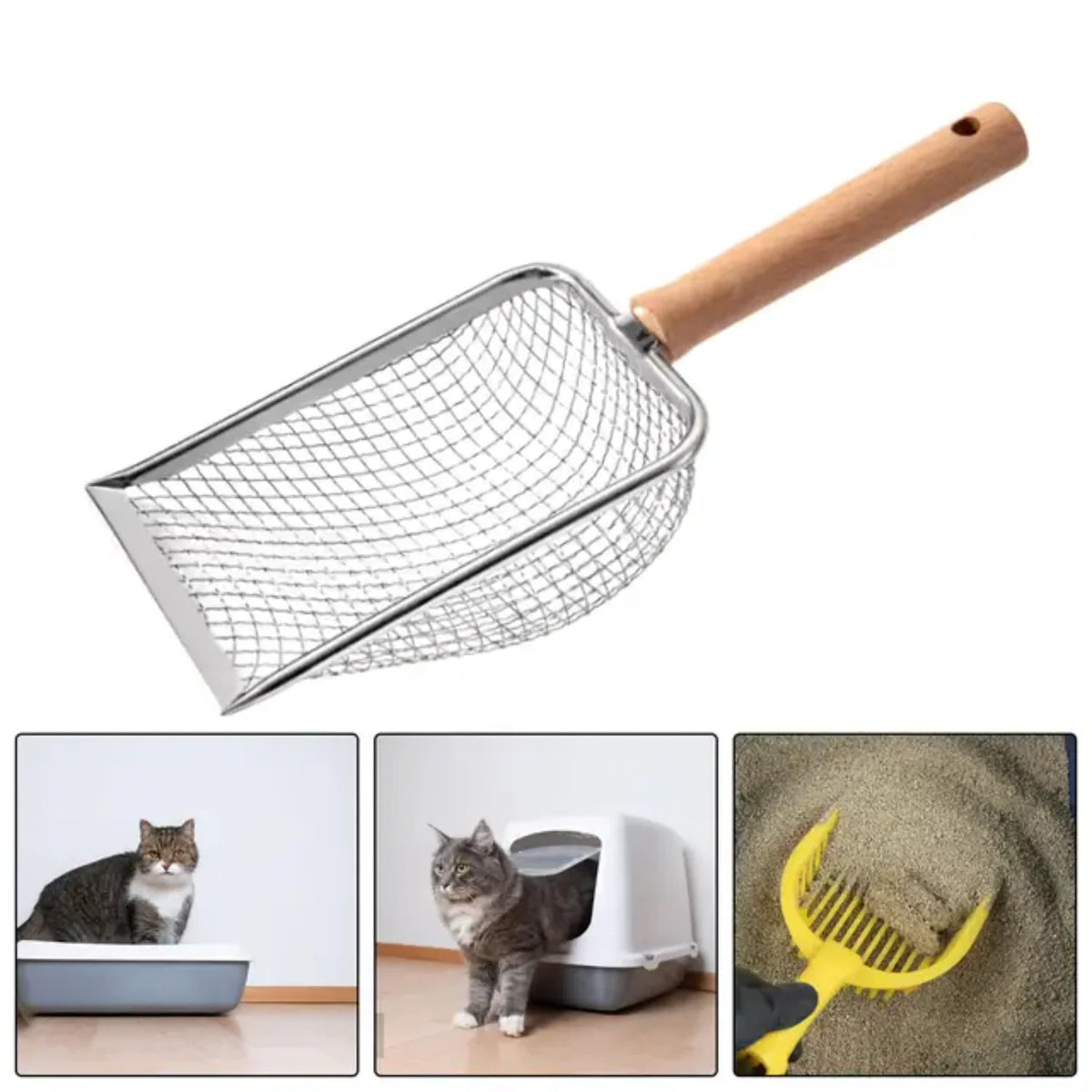 Heavy Duty Metal Cat Litter Scooper With Ergonomic Handle System