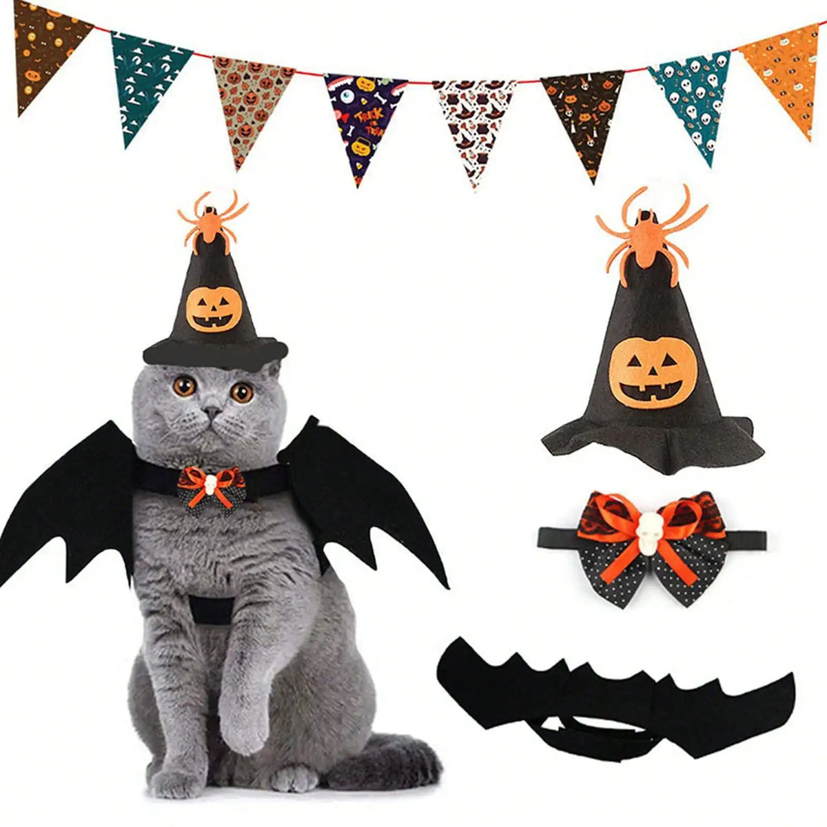 Halloween Pet Costume And Accessory Set For Cats And Dogs