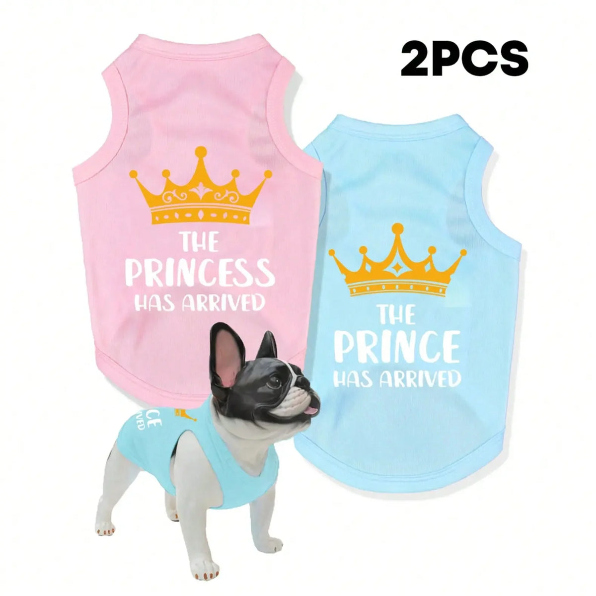 Prince Princess Pet Sleeveless Vest Set For Dogs And Cats