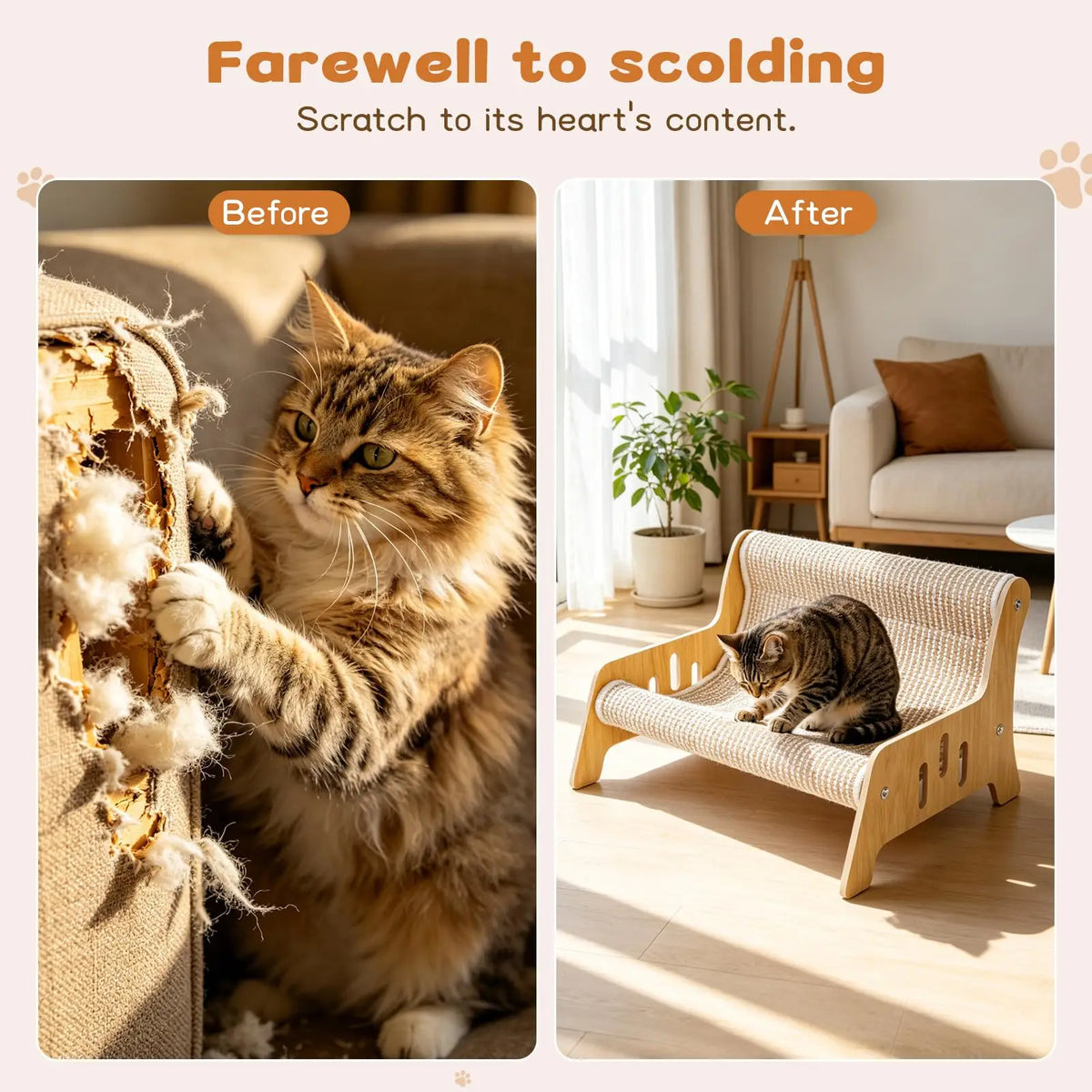Sisal Cat Scratcher Bed With Comfortable Lounging Platform