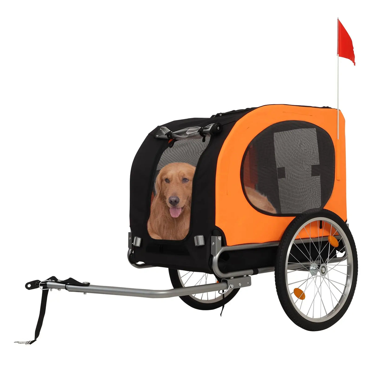 Foldable Dog Bike Trailer With Quick Release Wheels And Canopy