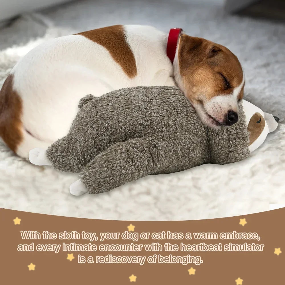 Premium Calming Sloth Plush Dog Toy Featuring Realistic Heartbeat System