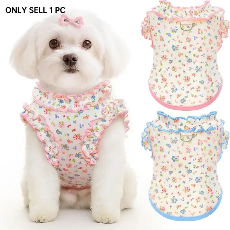 Breathable Ruffled Sleeve Pet Shirt For Small Dogs And Cats