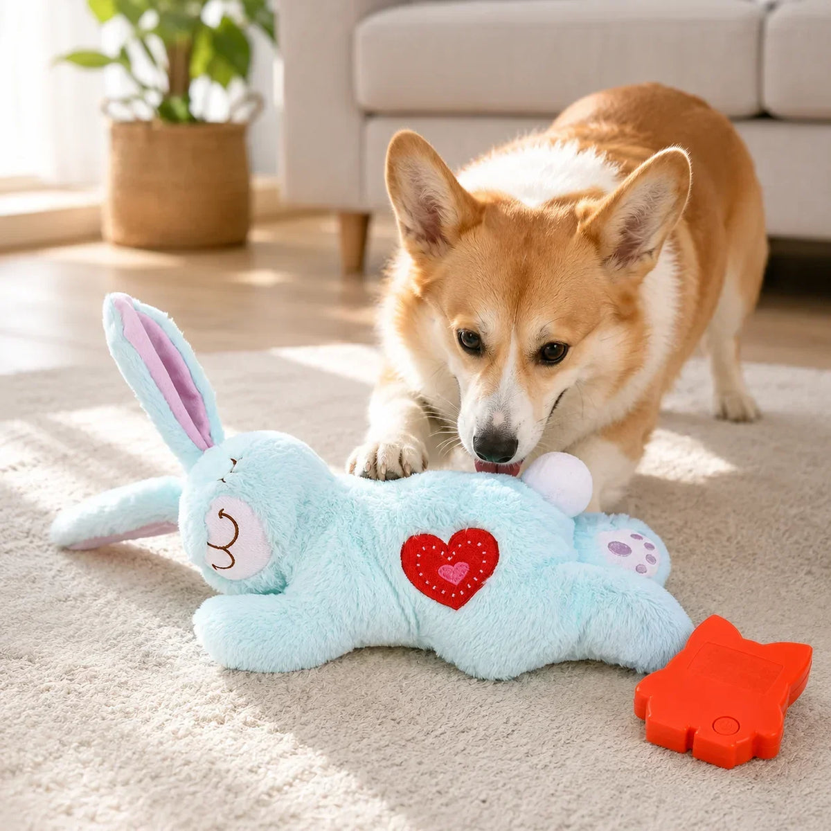 Calming Heartbeat Bunny Plush Dog Toy For Anxiety Relief