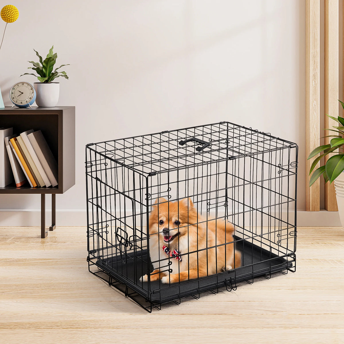 JHK Metal Wire Folding Dog Kennel With Leak Proof Pan