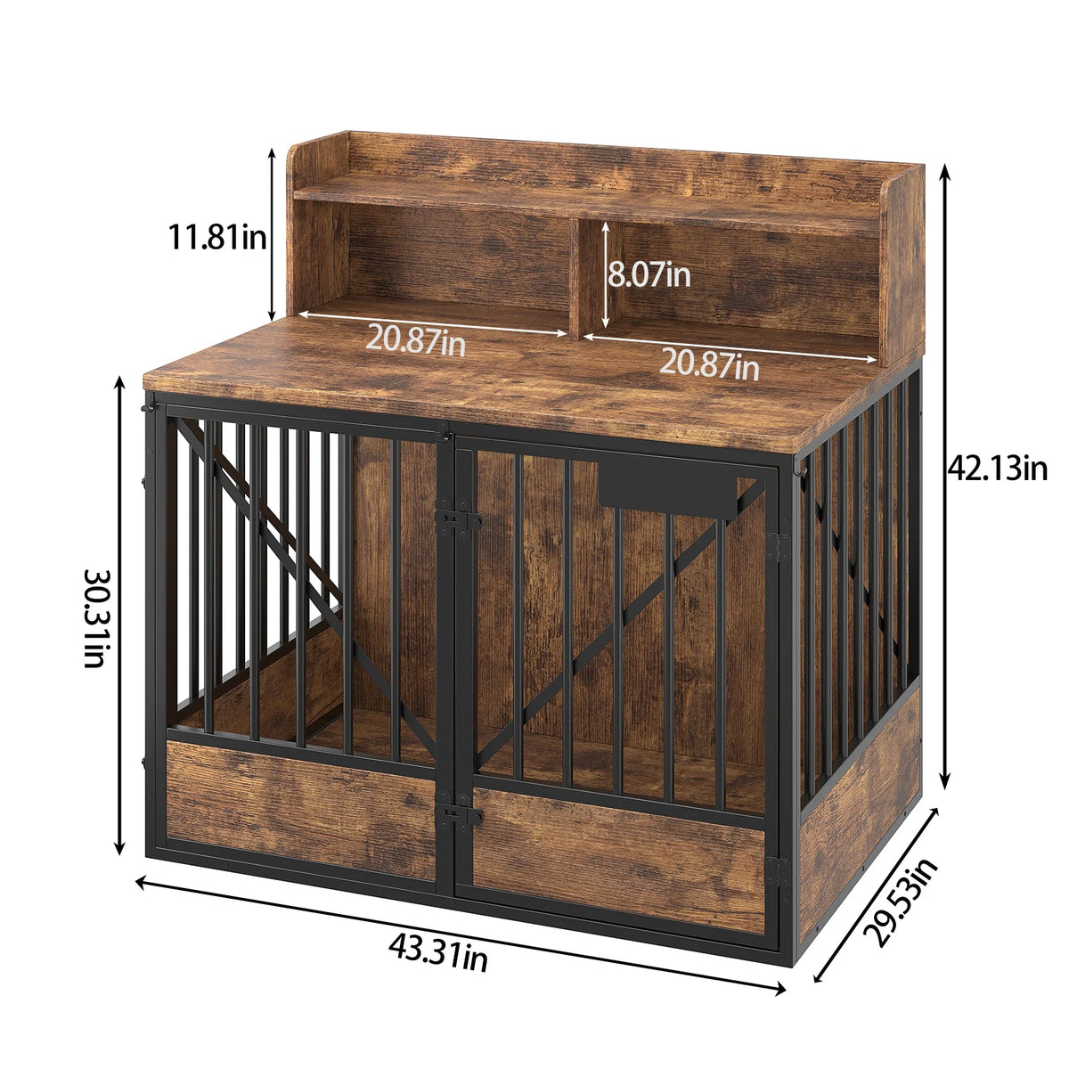 Multifunctional Wooden Pet Crate With Dual Storage Compartments