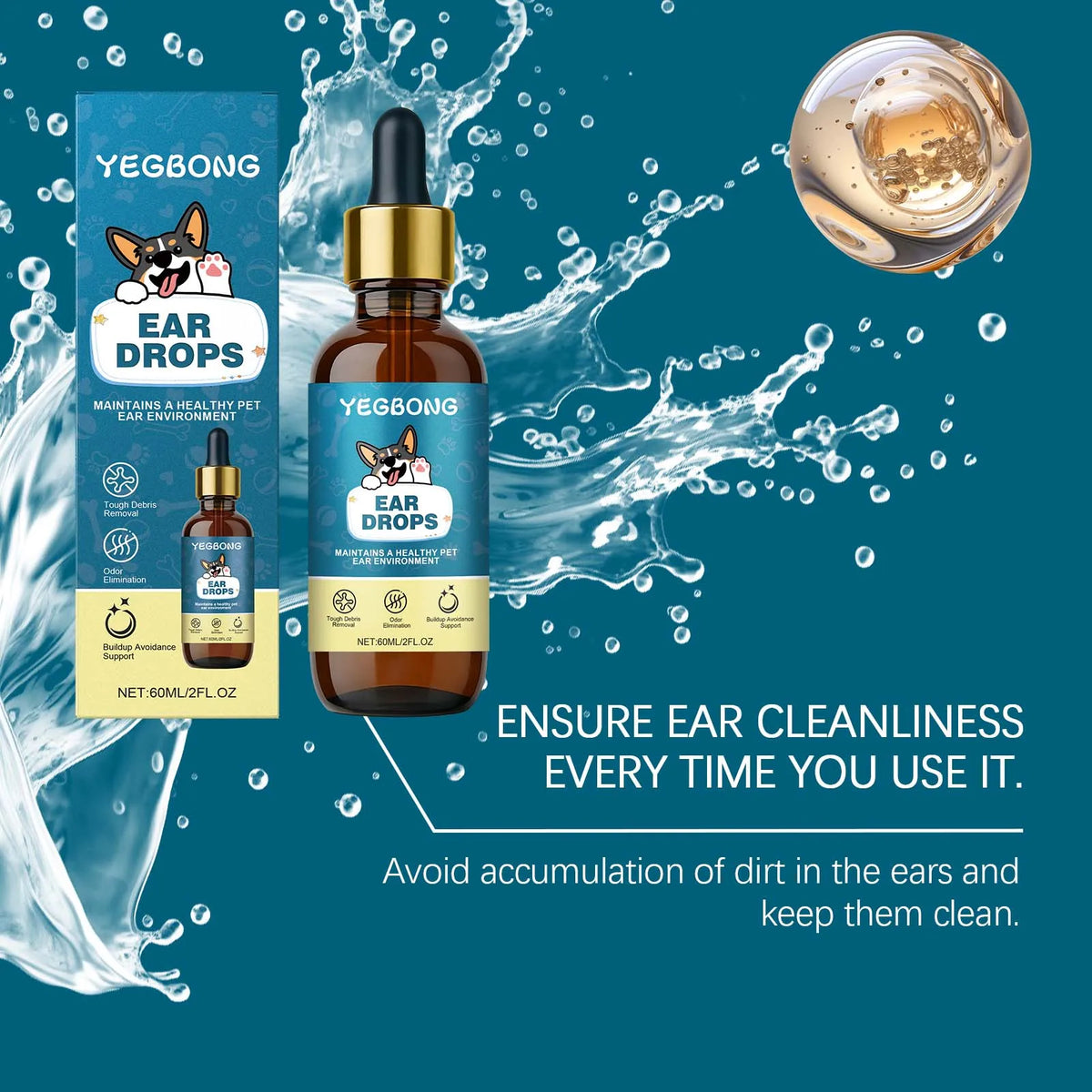 Yegbong Natural Pet Ear Care Drops For Dogs And Cats