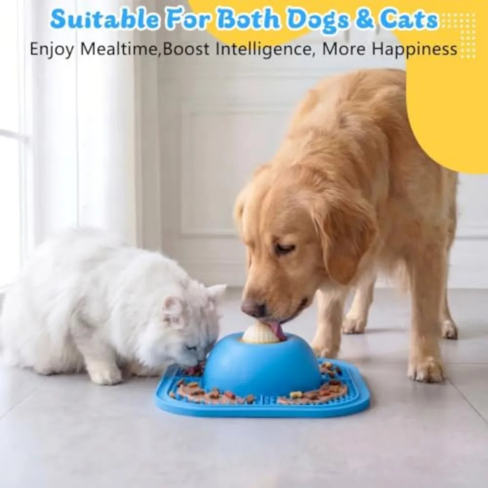 Slow Feeder Dog Lick Bowl With Anti Slip Rolling Ball Toy