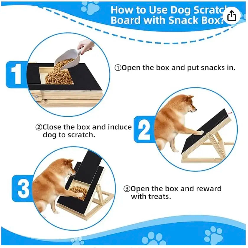 Premium Wooden Dog Nail Scratching Board With Hidden Treat Storage