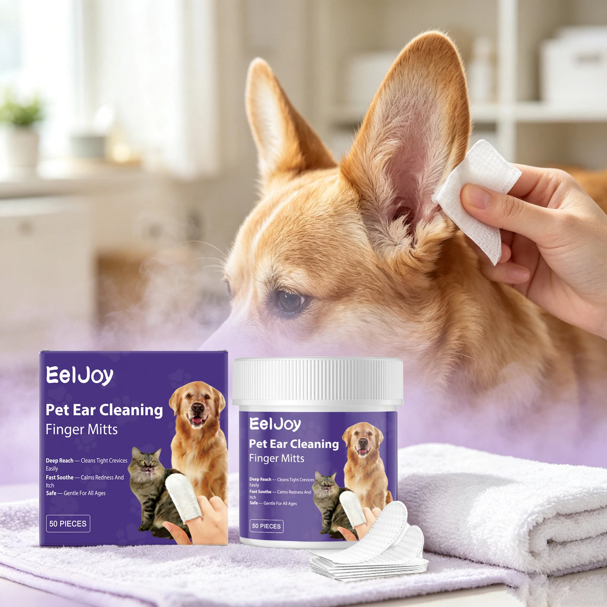 Gentle Pet Ear Cleaning Finger Cots For Dogs And Cats