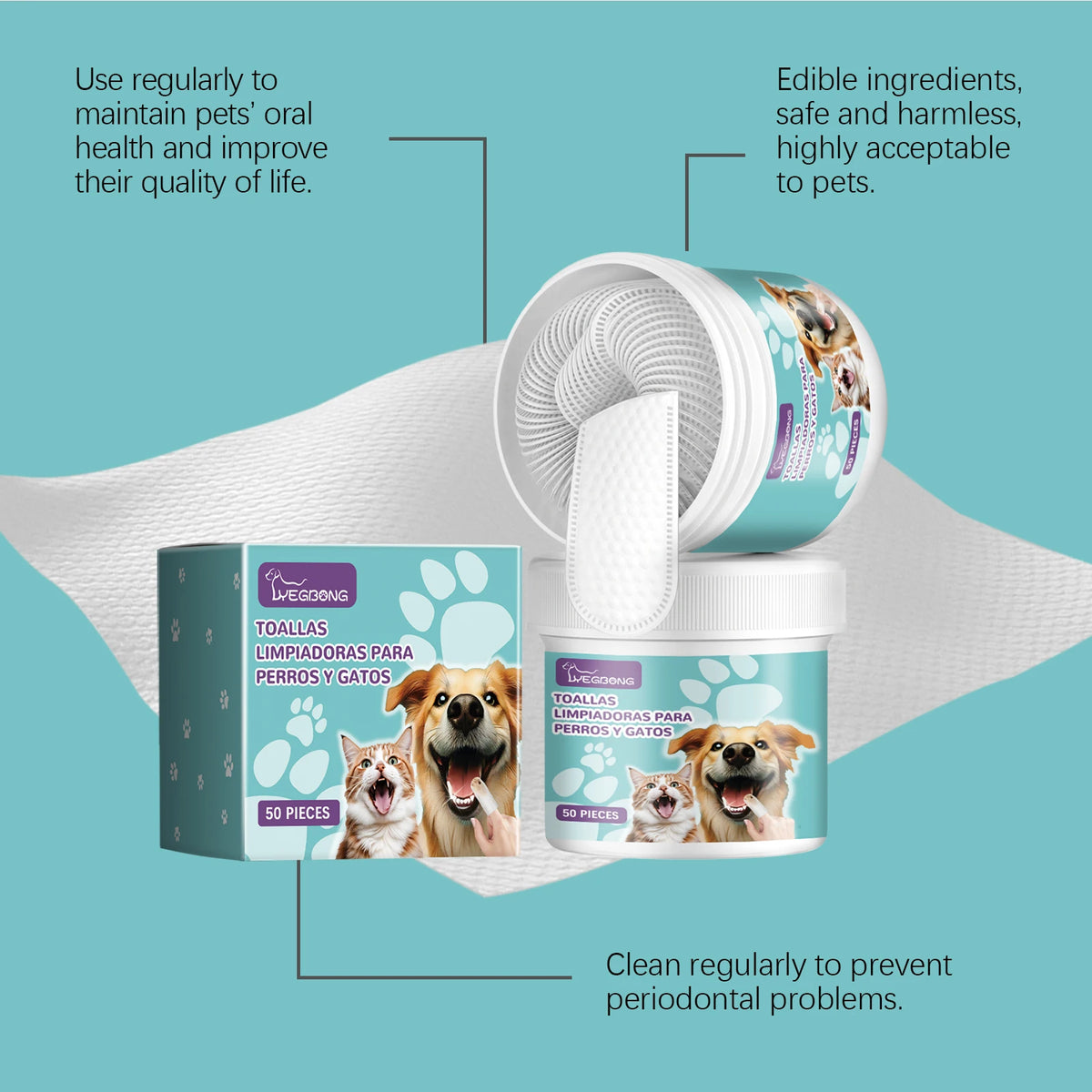 Yegebong Pet Dental Cleaning Wipes Prevent Plaque And Tartar