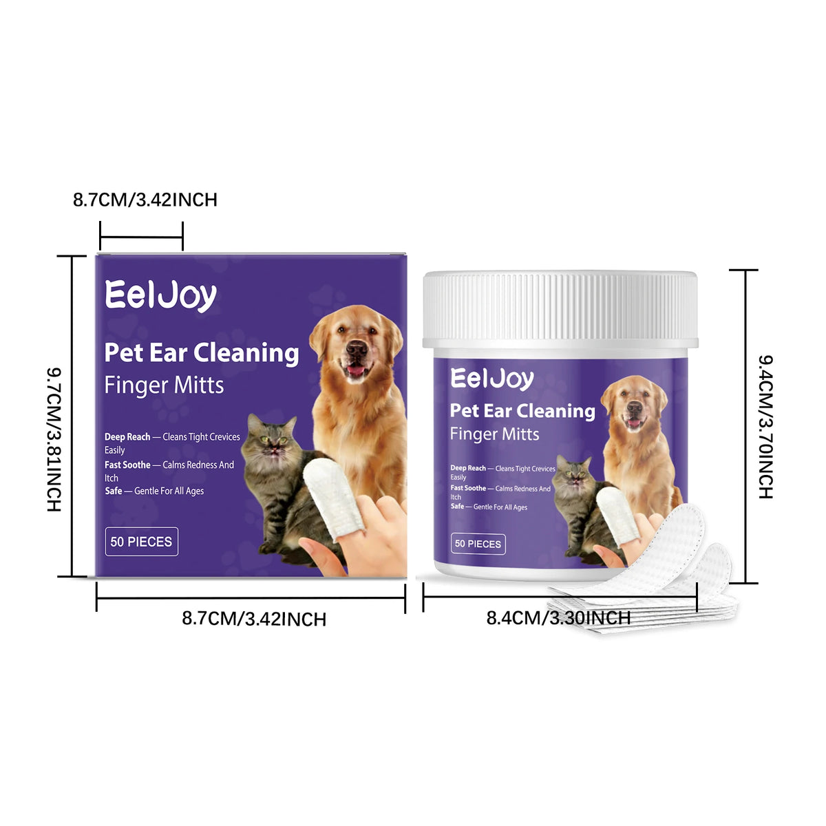 Gentle Pet Ear Cleaning Finger Cots For Dogs And Cats