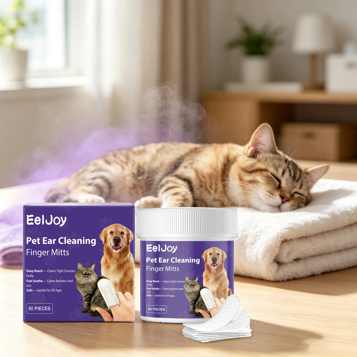 Gentle Pet Ear Cleaning Finger Cots For Dogs And Cats