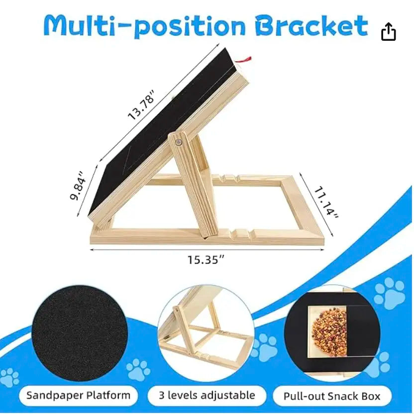 Premium Wooden Dog Nail Scratching Board With Hidden Treat Storage