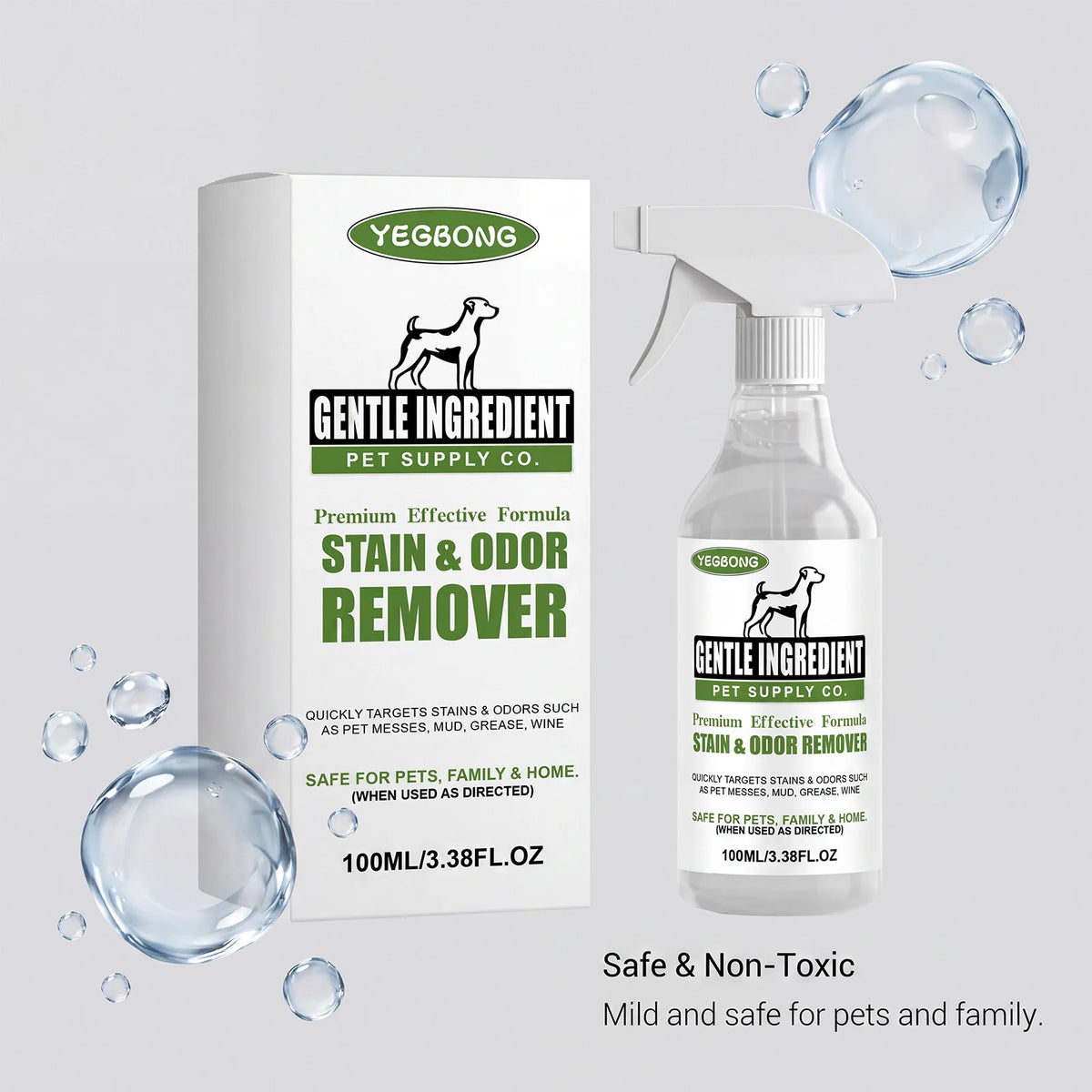 Yegbong Natural Gentle Pet Stain Cleaner Spray Odor Removal