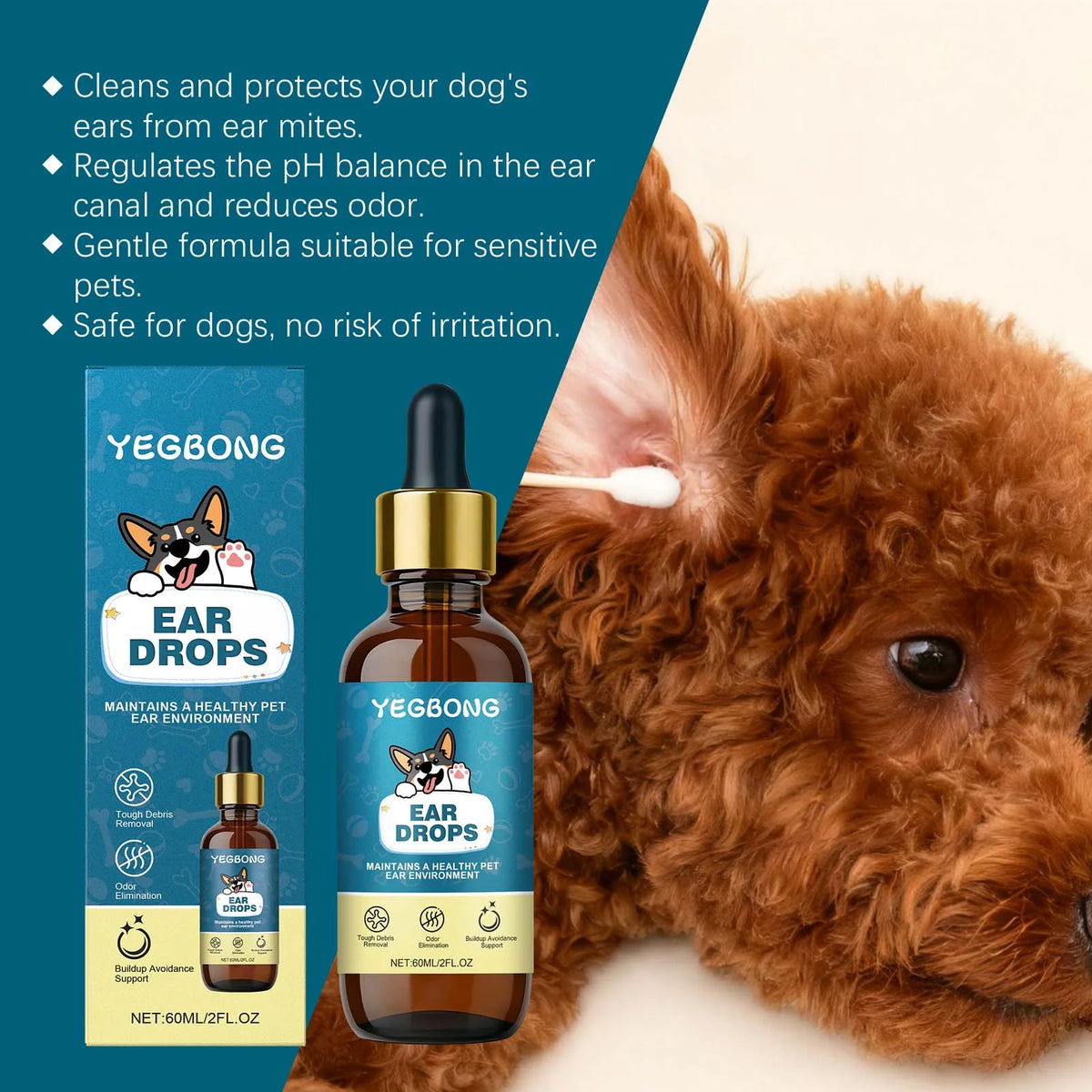 Yegbong Natural Pet Ear Care Drops For Dogs And Cats