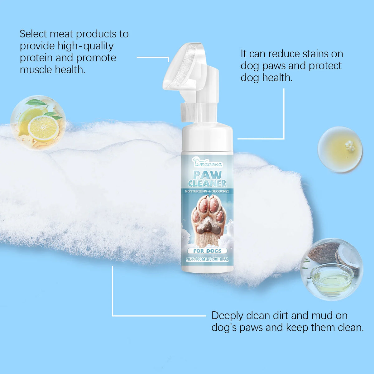 YEGBONG Gentle Pet Paw Cleaner With Easy Rinse And Moisturizing Formula