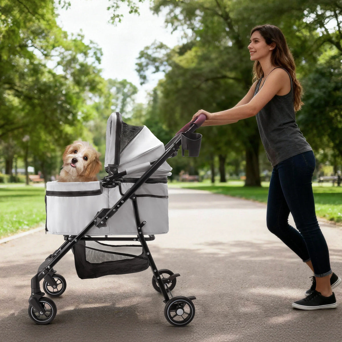 Kesoto Foldable 4 Wheel Pet Stroller For Dogs And Cats