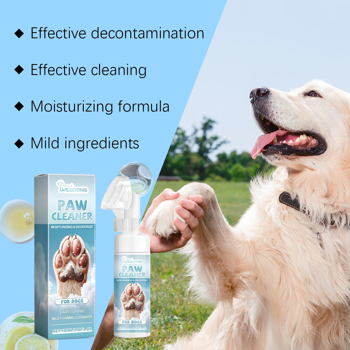 YEGBONG Gentle Pet Paw Cleaner With Easy Rinse And Moisturizing Formula