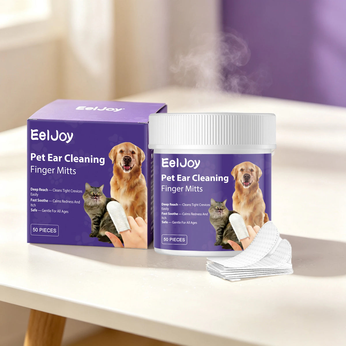 Gentle Pet Ear Cleaning Finger Cots For Dogs And Cats