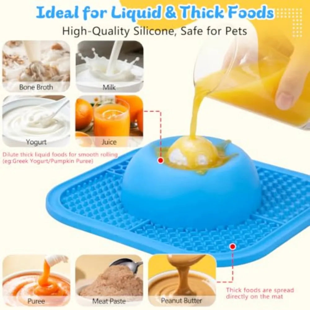 Slow Feeder Dog Lick Bowl With Anti Slip Rolling Ball Toy