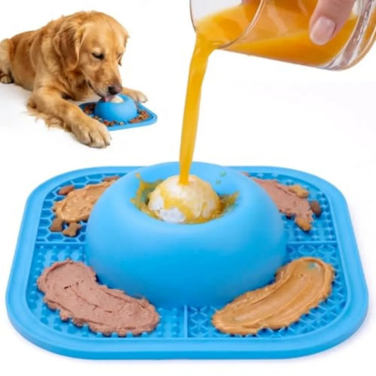 Slow Feeder Dog Lick Bowl With Anti Slip Rolling Ball Toy