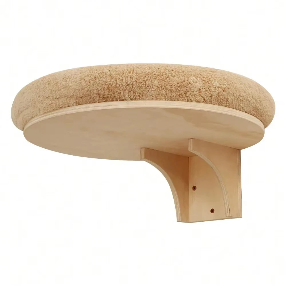 CWV Wall Mounted Solid Wooden Cat Hammock With Scratching Post
