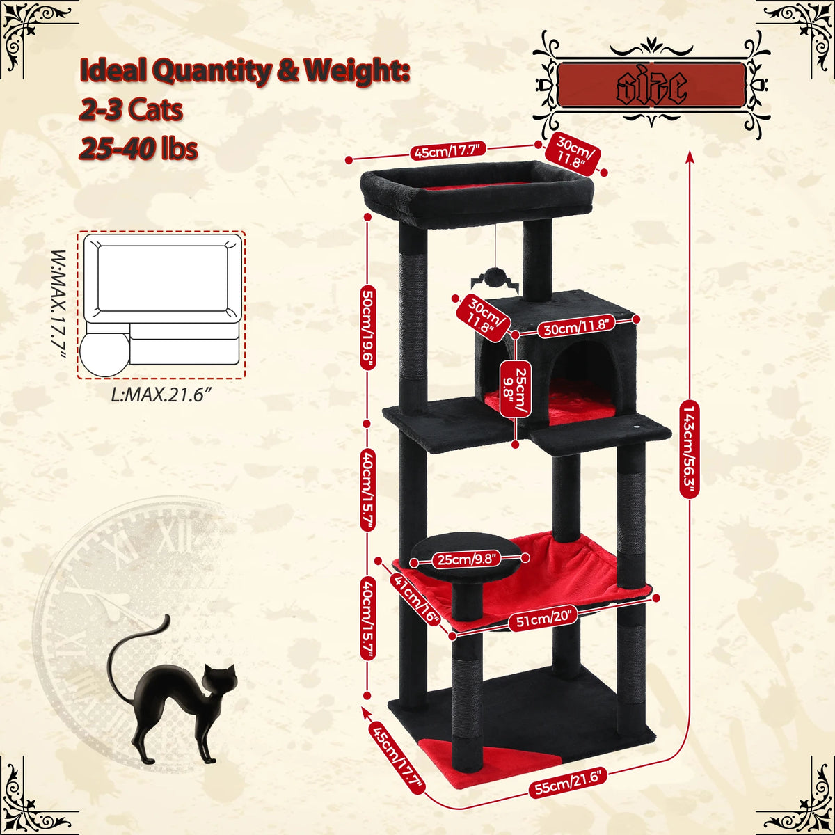PAWZ Road Gothic Cat Tower With Sisal Posts And Luxury Hammock